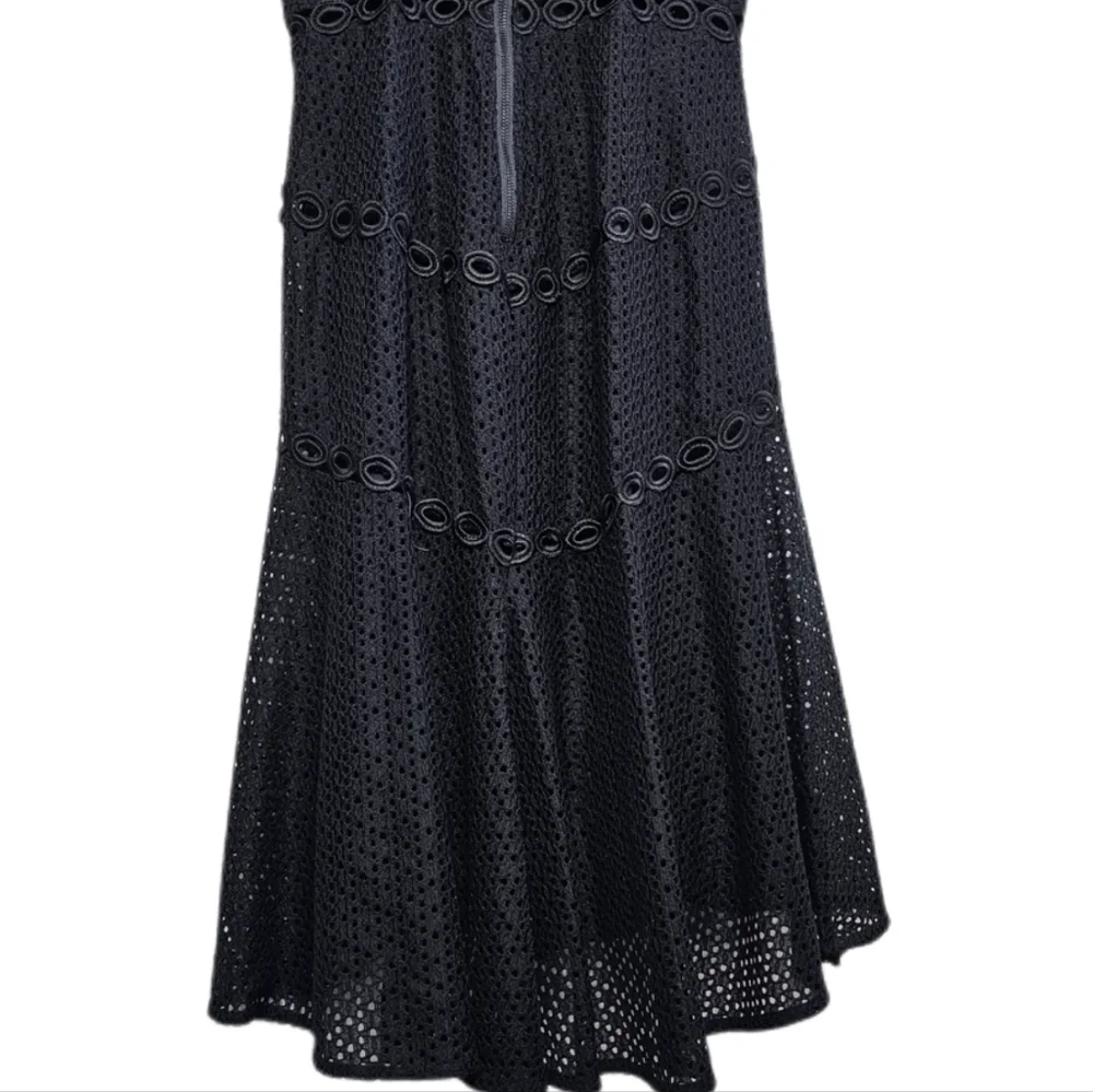 Bardot lace fluted strappy v-neck midi black dress size 4 - Picture 7 of 10